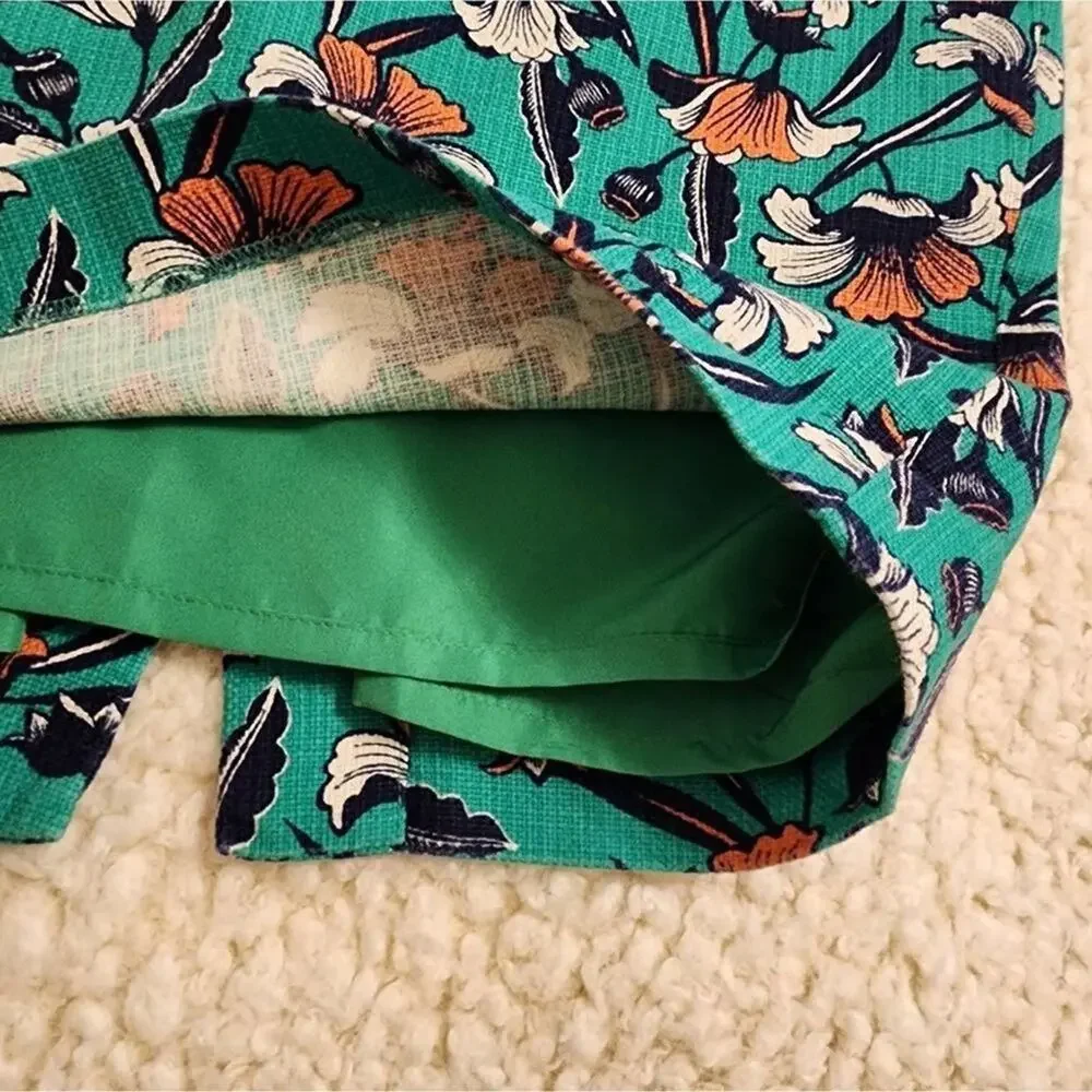 J. CREW green and orange floral‎ pencil shirt size 0